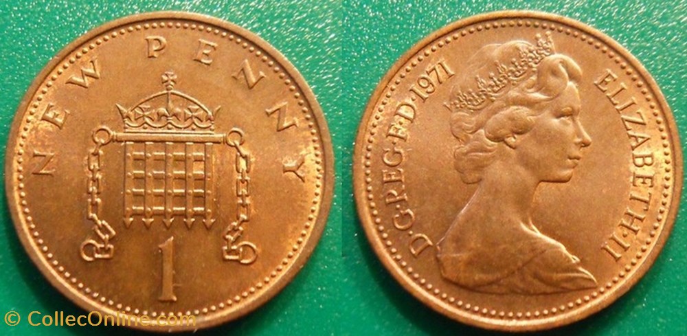 1 nouveau Penny 1971 monnaie monde royaume uni 1 nouveau penny 1971