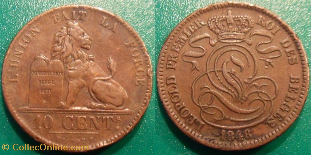 Belgique 10 Centimes 1848 monnaies monde belgique 10 centimes 1848