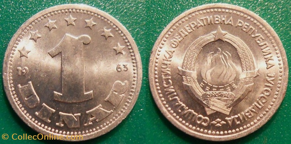 1 Dinar 1963 monnaie monde yougoslavie 1 dinar 1963