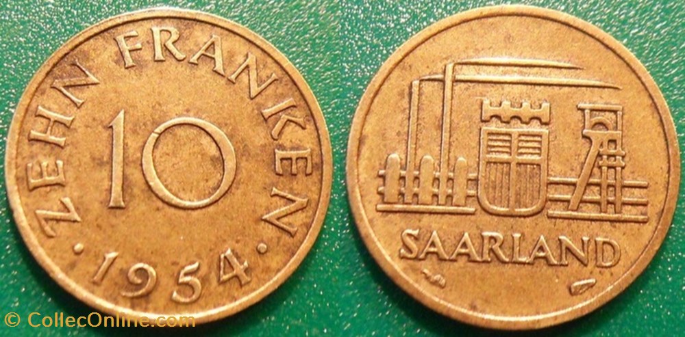 10 Franken 1954 monnaie monde 10 franken 1954