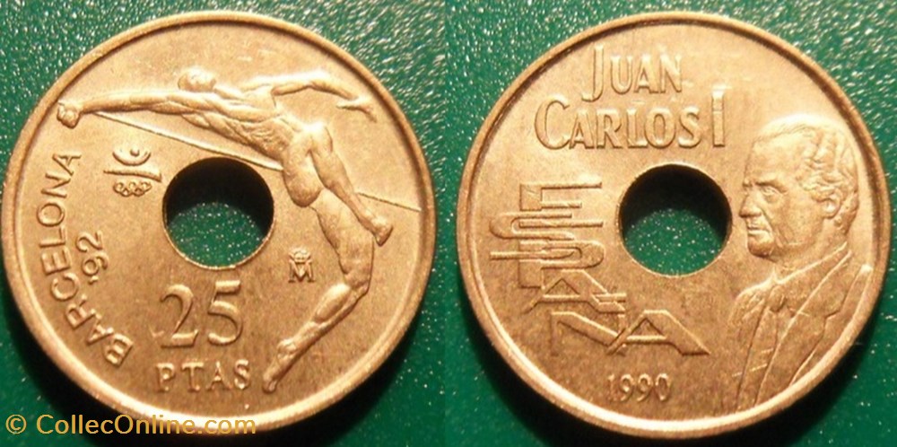 25 Pesetas 1990 Saut en Hauteur série jeux Olympiques Barcelone 1992 monnaie monde espagne 25 pesetas 1990 saut en hauteur serie jeux olympiques barcelone 1992