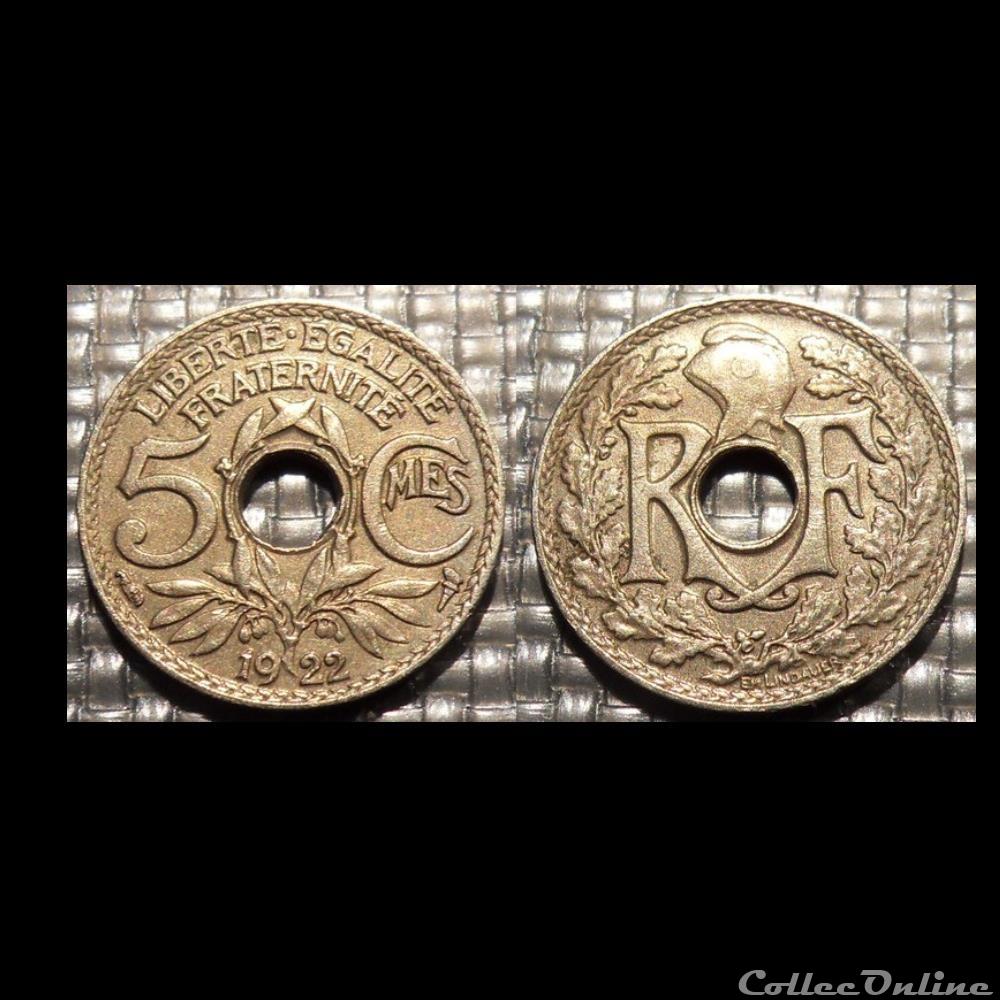 Cc 5 centimes EM Lindauer 1922 17mm 2g monnaie france moderne cc 5 centimes em lindauer 1922 17mm 2g