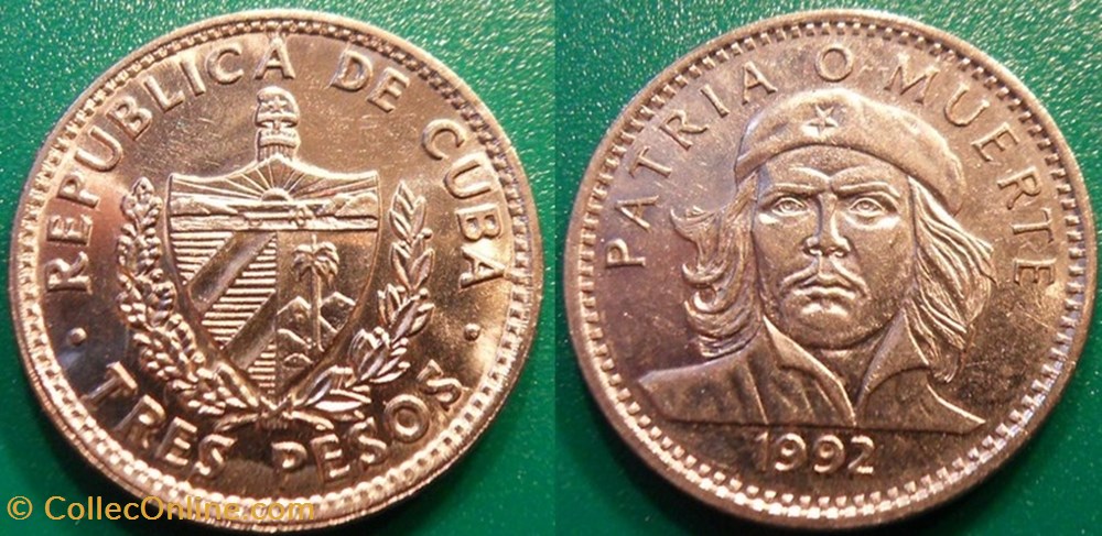 3 Pesos 1992 monnaie monde cuba 3 pesos 1992
