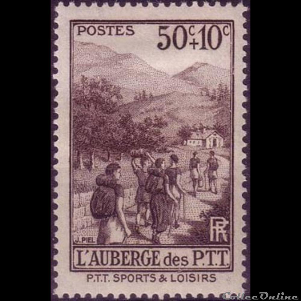 timbre france assignat 1937 ptt sports loisirs