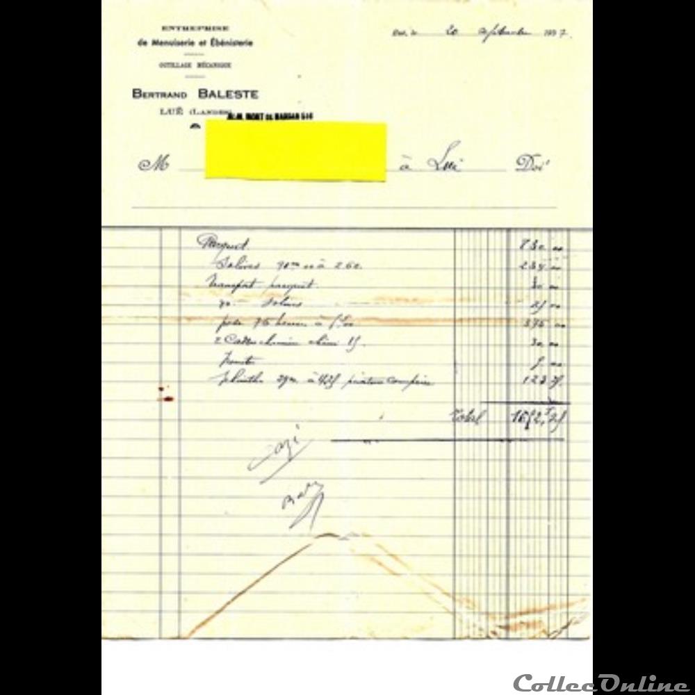 Vieux papiers: Luë Entreprise Bernard Baleste 1937 autre vieux papiers lue entreprise bernard baleste 1937