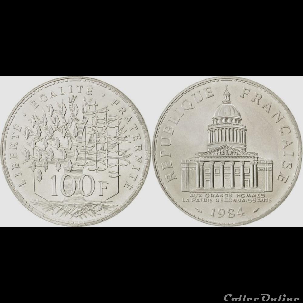 Ob 100 francs Panthéon 1984 31mm 15g monnaie france moderne ob 100 francs pantheon 1984 31mm 15g