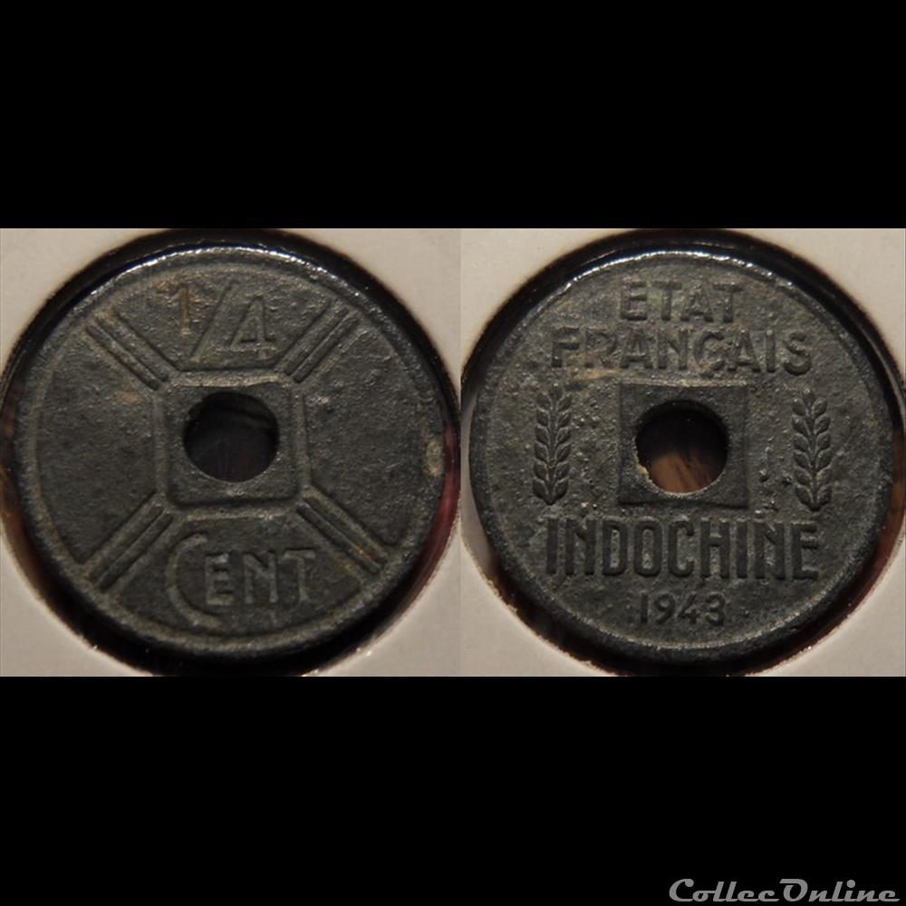 Indochine 1/4 cent 1943 (Osaka) monnaie france colony indochine 1 4 cent 1943 osaka