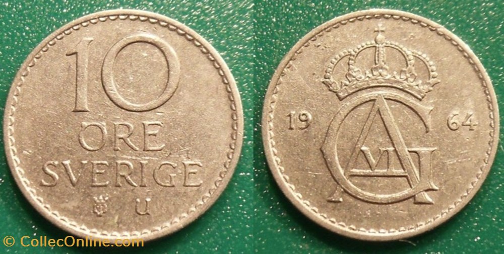 10 Ore 1964 monnaie monde suede 10 ore 1964