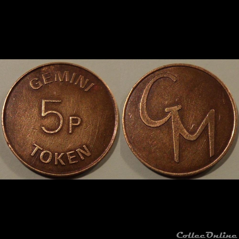 e- J etr Grande Bretagne Gemini monnaie jeton mereaux e j etr grande bretagne gemini