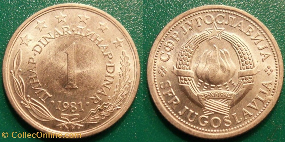 1 Dinar 1981 monnaie monde yougoslavie 1 dinar 1981