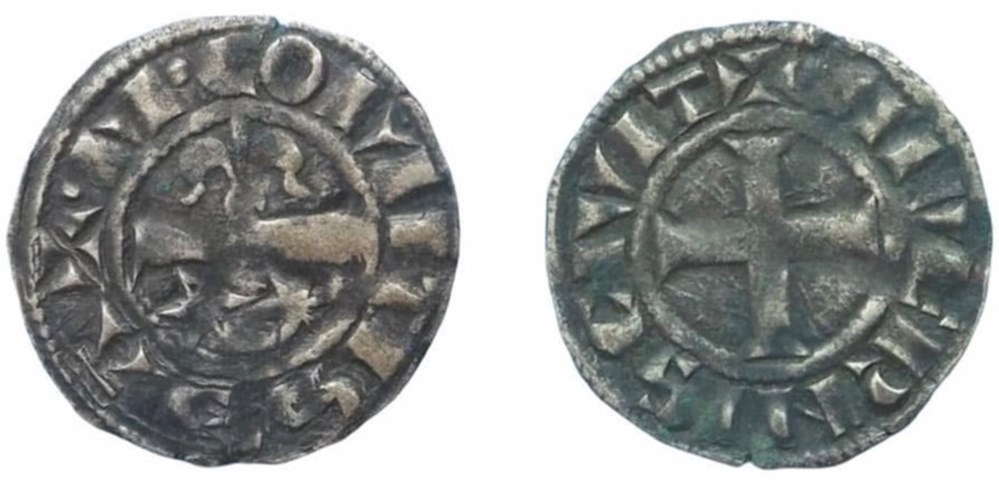 Mahaut de Courtenay denier Nevers monnaies europe medievale france feodales mahaut de courtenay denier nevers