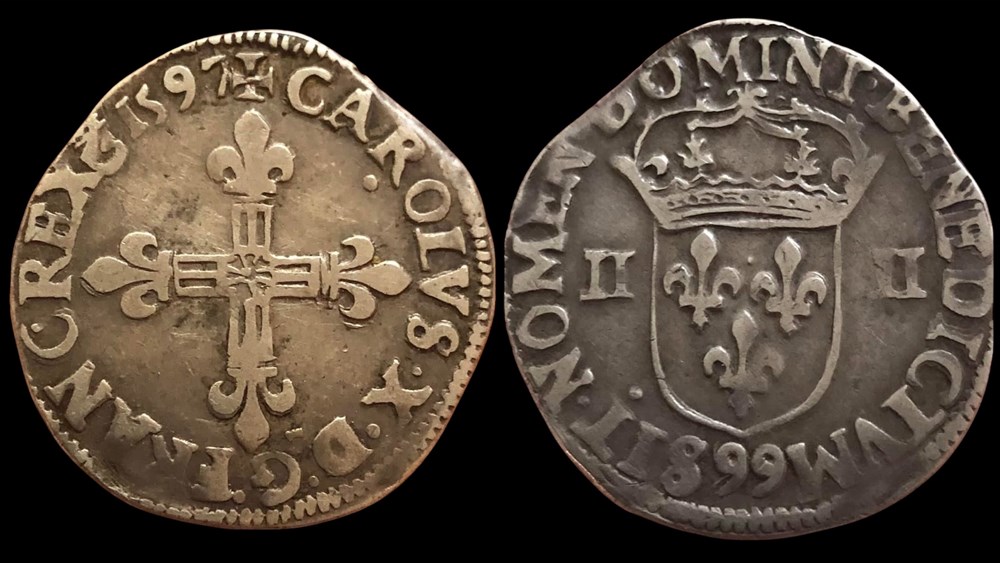 monnaies europe medievale france royales charles x quart d ecu 1597 dinan