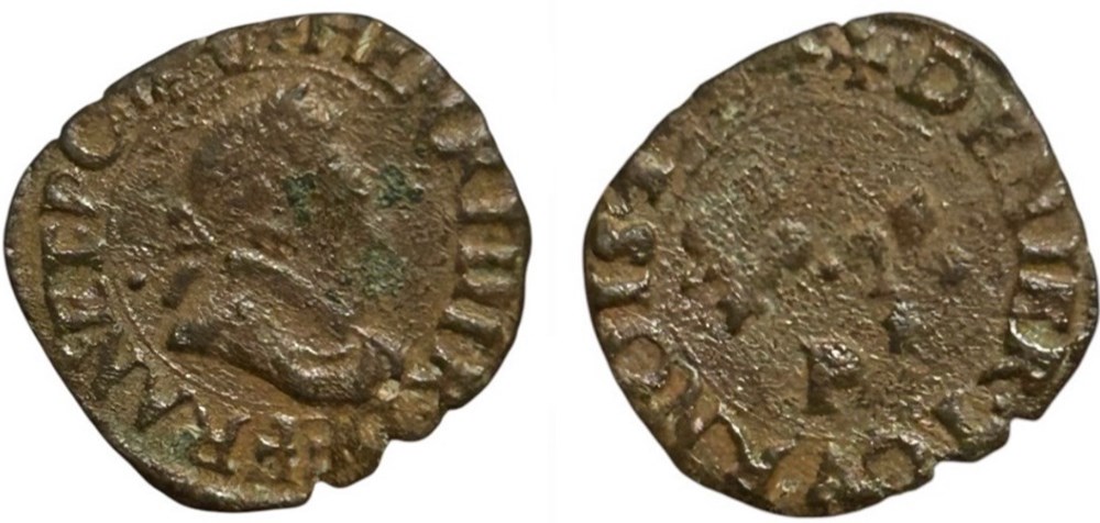 monnaies europe medievale a france royales henri iii denier tournois 2e type de dijon 1584