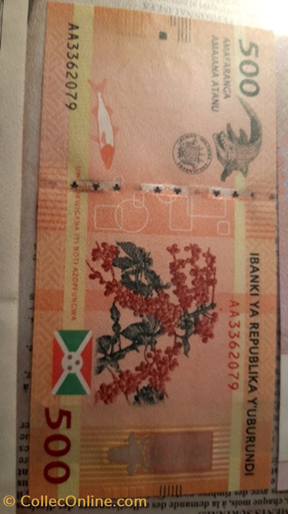 500 francs 2005 Burundi billet 500 francs 2005 burundi