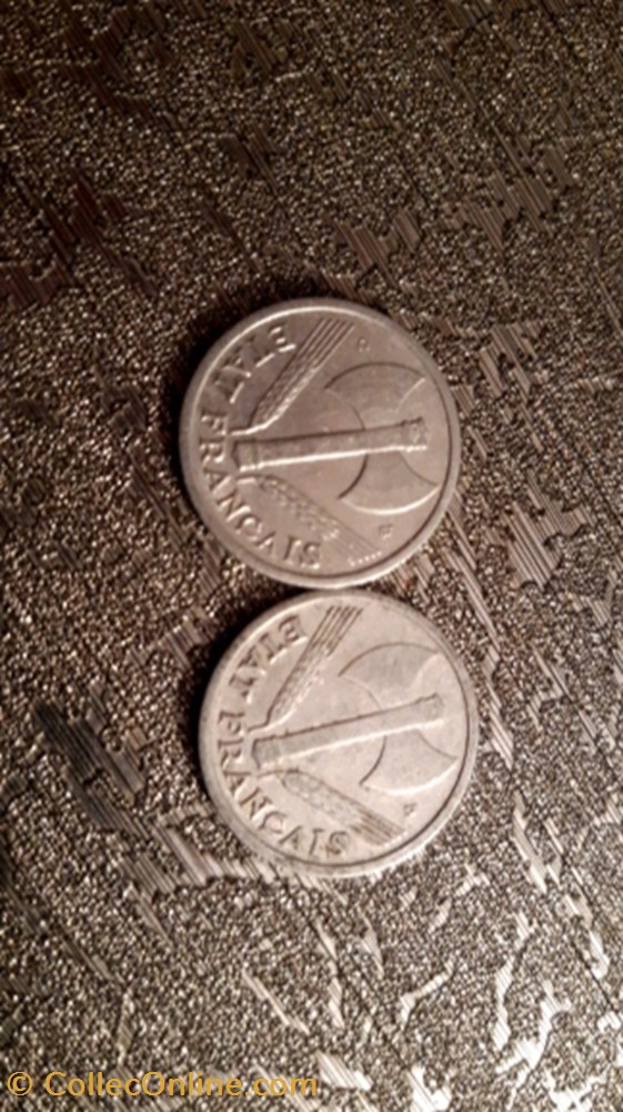1 franc 1944 et 1944 C alu Morlon monnaie 1 franc 1944 et 1944 c alu morlon