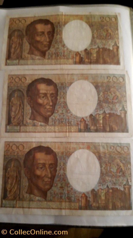 billet 200 francs 1985 1987 1992 montesquieu
