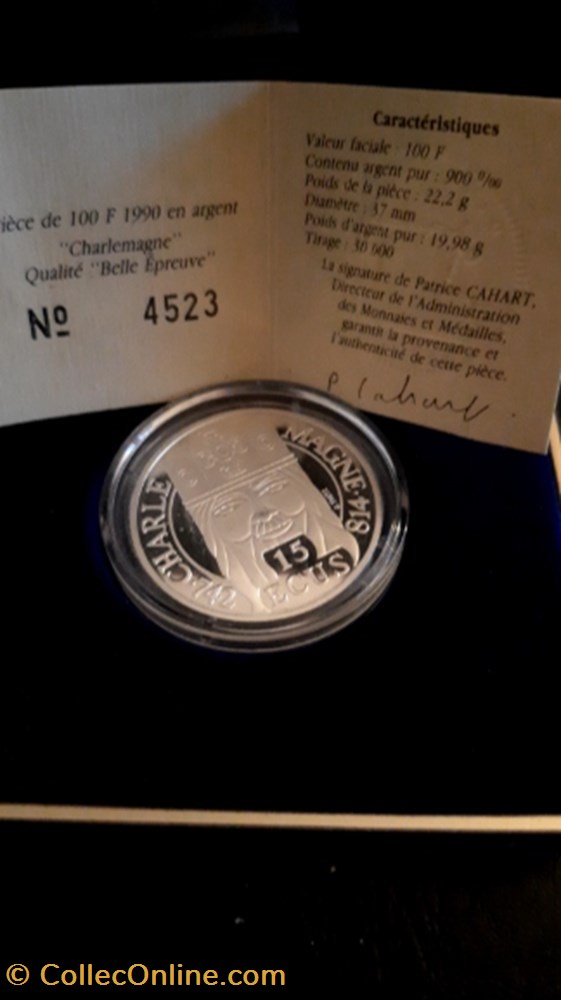100 francs BE 1990 Charlemagne monnaie 100 francs be 1990 charlemagne