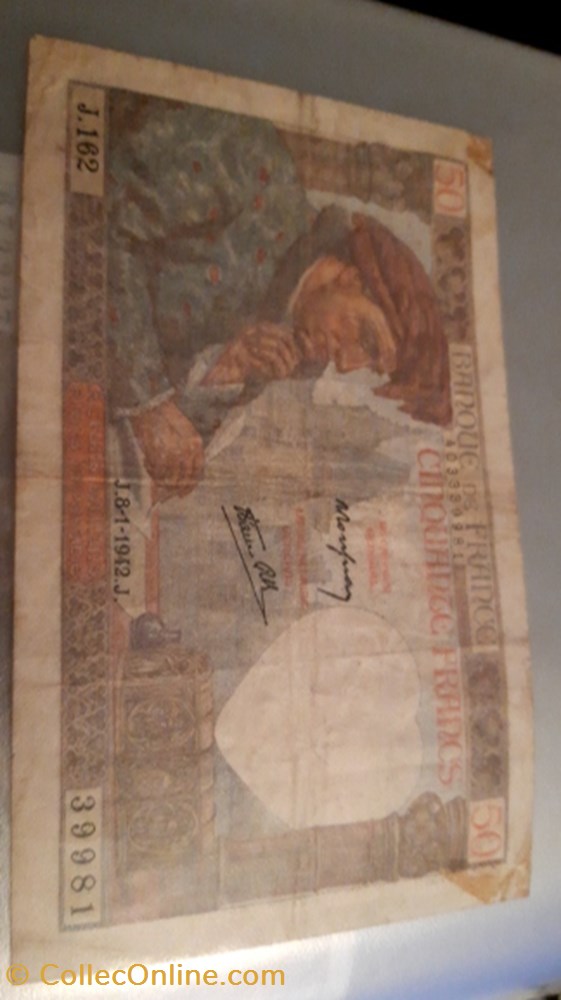 50 francs 1942 jacques coeur billet 50 francs 1942 jacques coeur