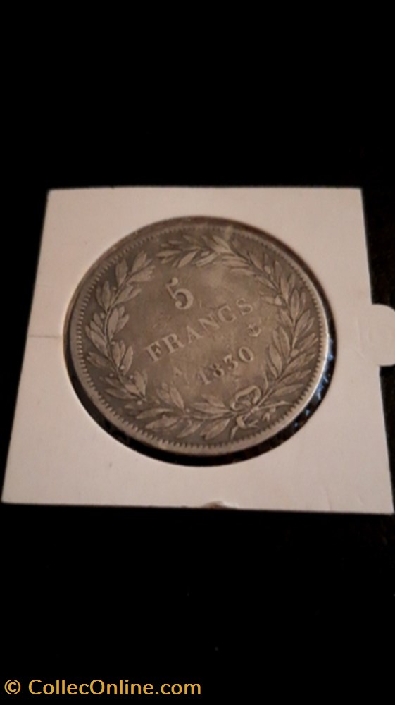 monnaie 5 francs 1830 a type tiolier avec le i tranche en relief