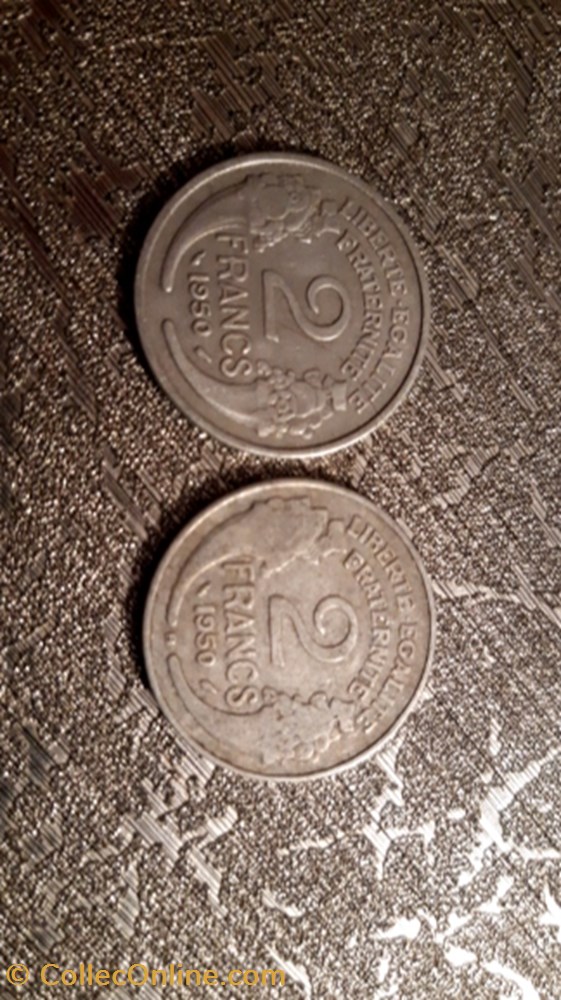 2 francs 1950 et 1950 B alu Morlon monnaie 2 francs 1950 et 1950 b alu morlon