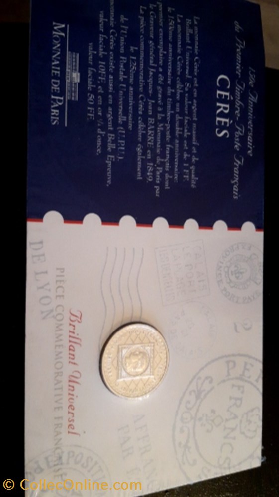 monnaie 1 franc ceres commemoratif 125e anniversaire de union postale universelle