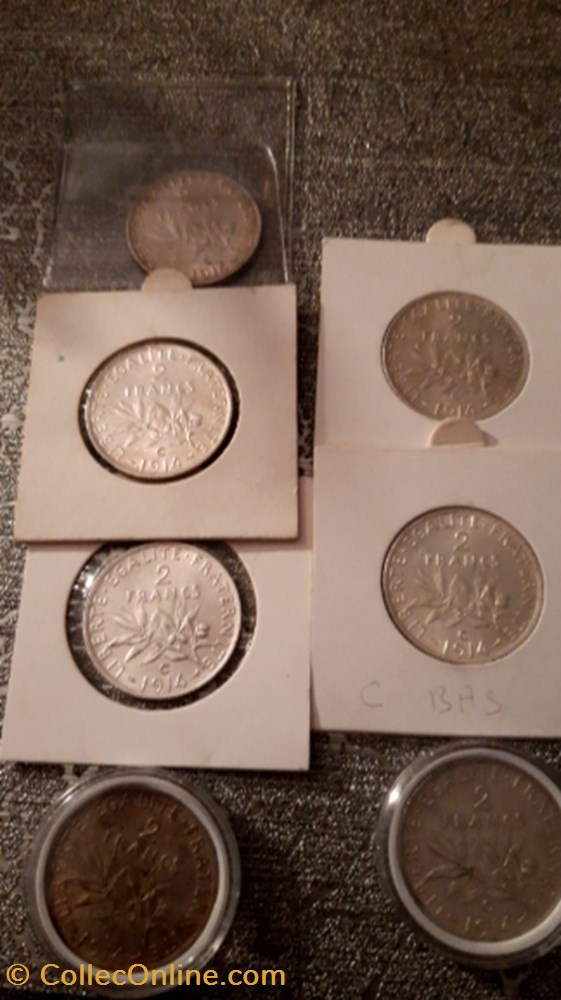 2 francs 1914 C(différentes positions)semeuse monnaie 2 francs 1914 c differentes positions semeuse