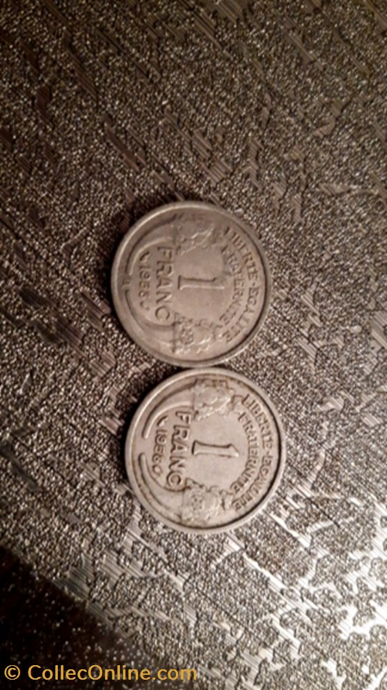1 franc 1958 et 1958 B alu Morlon monnaie 1 franc 1958 et 1958 b alu morlon
