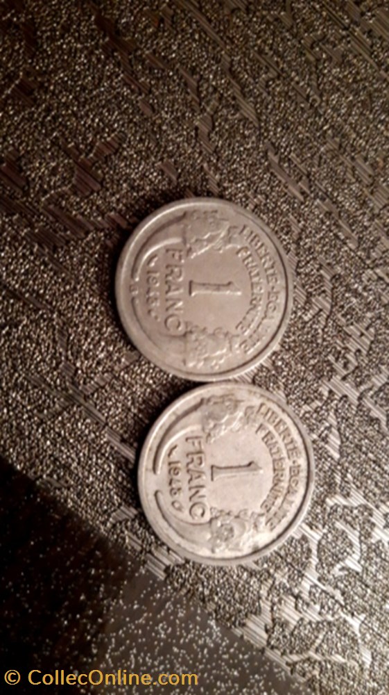 monnaie 1 franc 1948 et 1948 b alu morlon