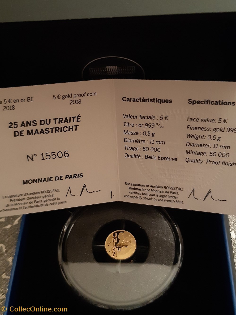 5 euros BE 2018 OR 25 ans du traité de Maastricht monnaies 5 euros be 2018 or 25 ans du traite de maastricht
