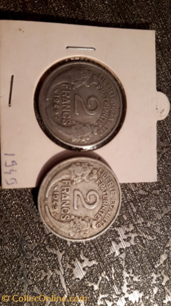 2 francs 1949 et 1949 B alu Morlon monnaie 2 francs 1949 et 1949 b alu morlon