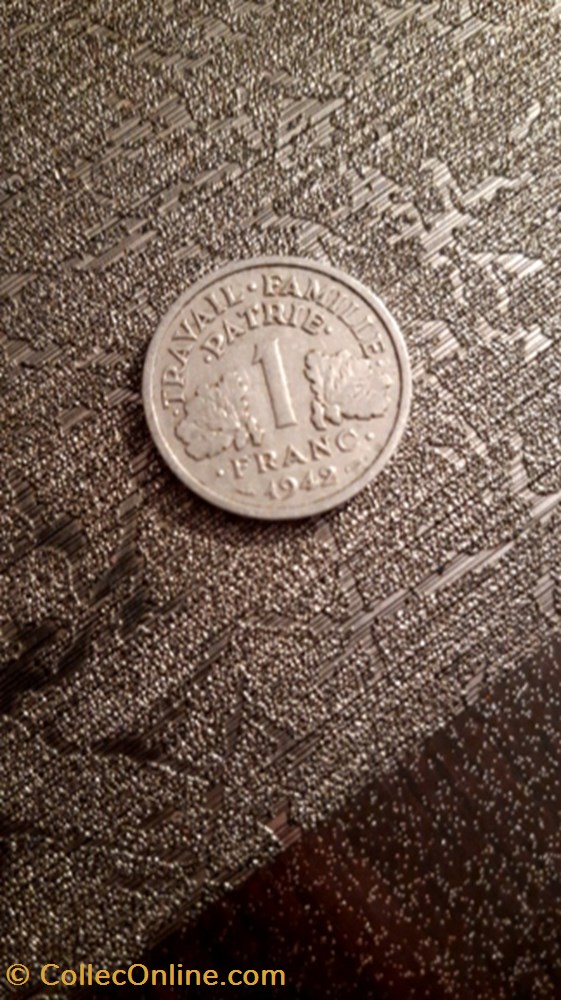 1 franc 1942 alu Bazor monnaie 1 franc 1942 alu bazor