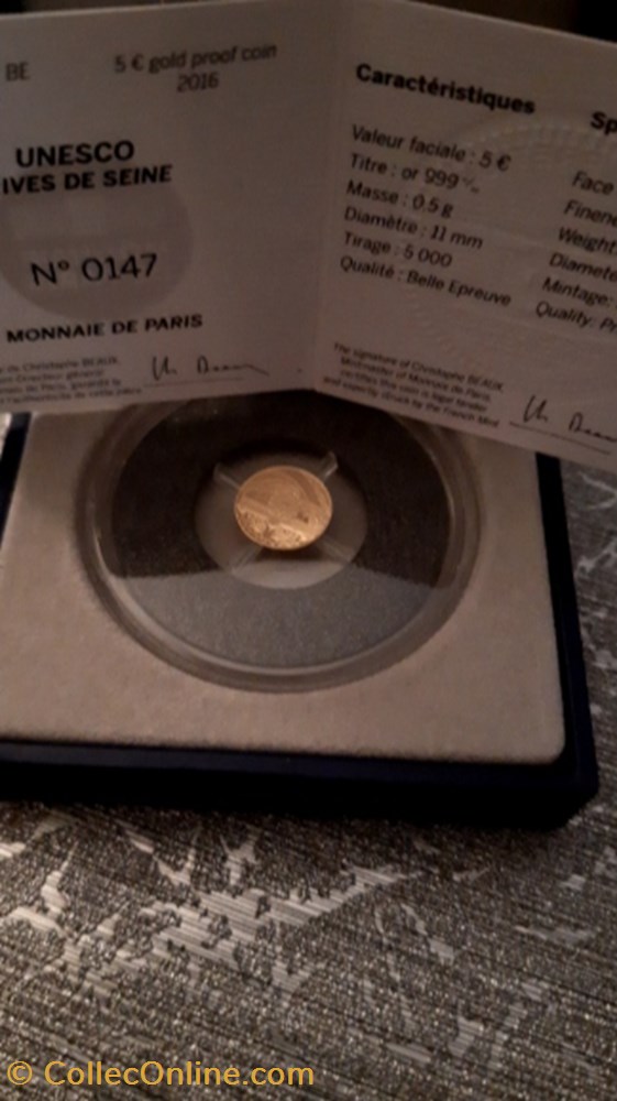 monnaies euros a 5 euro 2016 or be unesco rives de seine