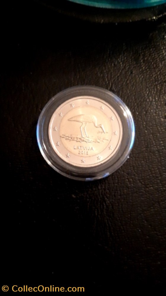 2 euros 2015 Cigogne noir Lettonie monnaie a 2 euros 2015 cigogne noir lettonie