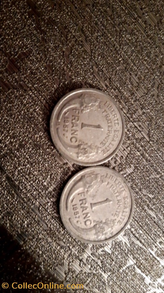 1 franc 1957 et 1957 B alu Morlon monnaie 1 franc 1957 et 1957 b alu morlon