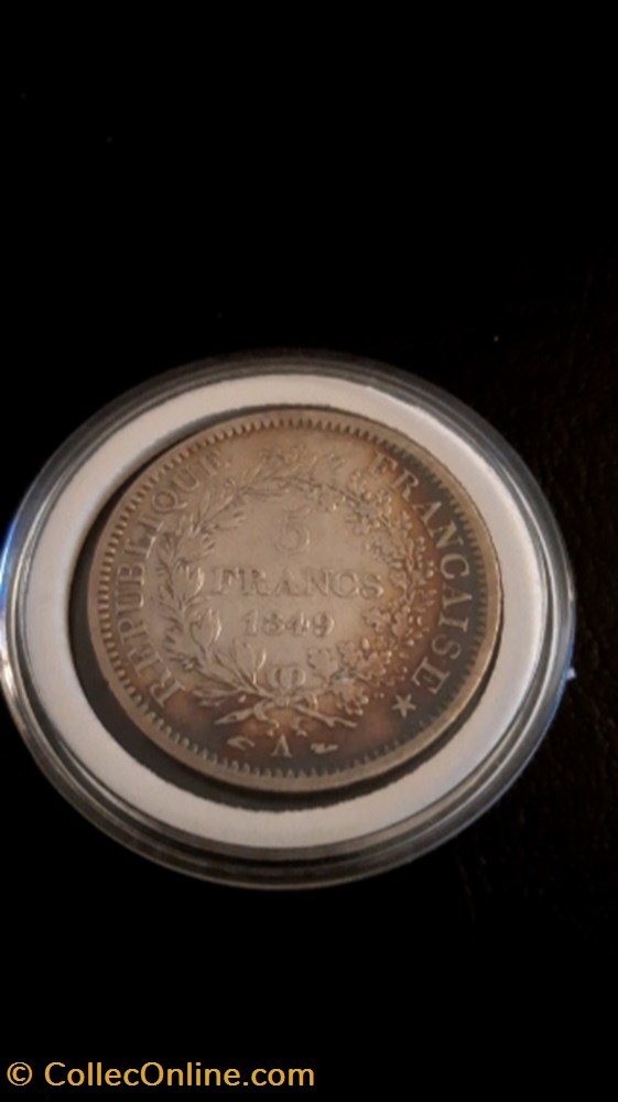 5 francs 1849 A Hercule IIe république monnaie 5 francs 1849 a hercule iie republique