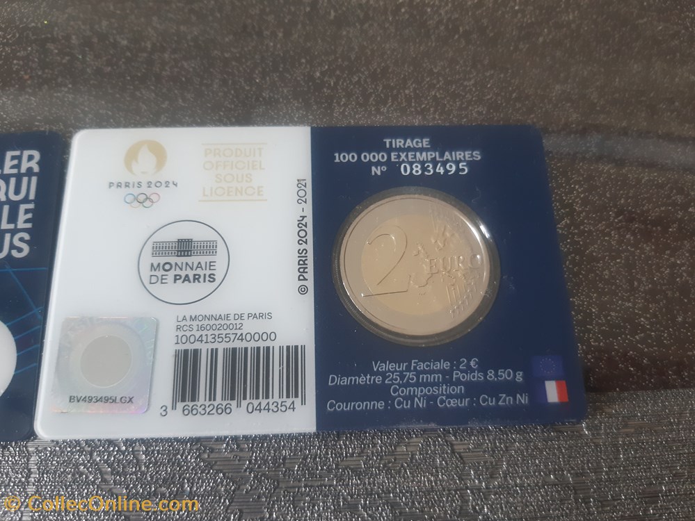 2 euro 2021 J.O PARIS 2024 monnaies euros 2 euro 2021 j o paris 2024