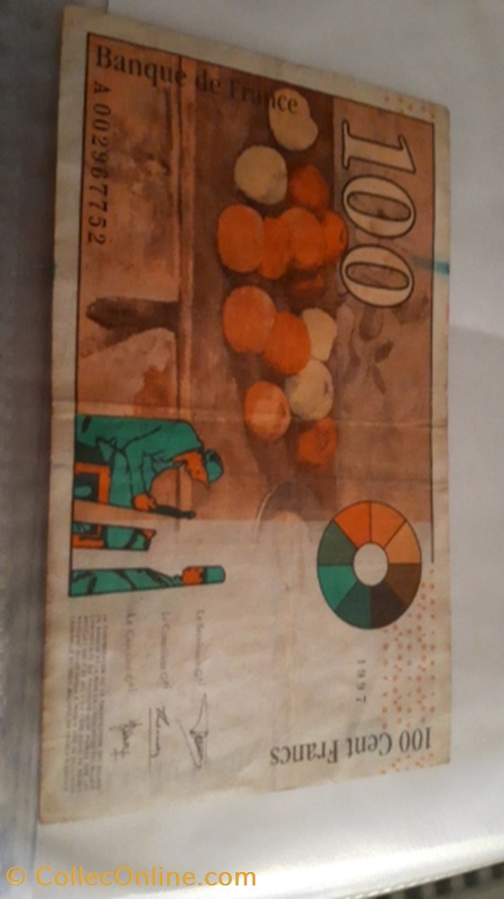 100 francs 1997 Paul Cezanne billet 100 francs 1997 paul cezanne