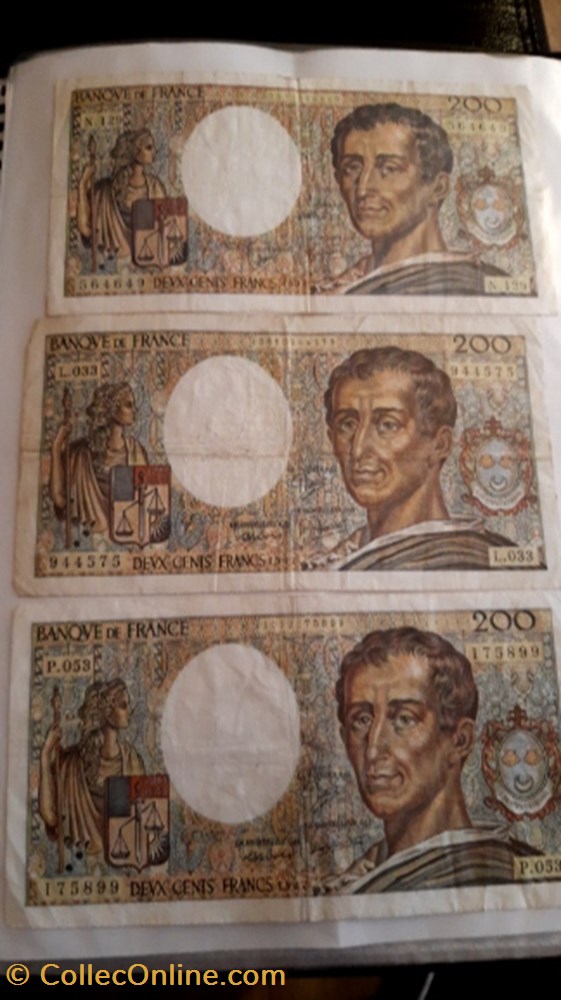 billet 200 francs 1985 1987 1992 montesquieu