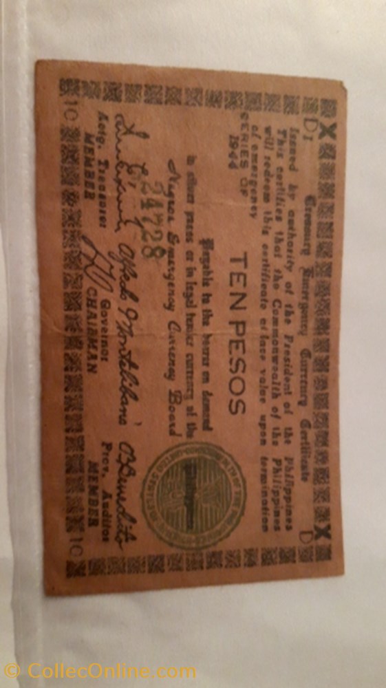billet 10 pesos 1944 philippines