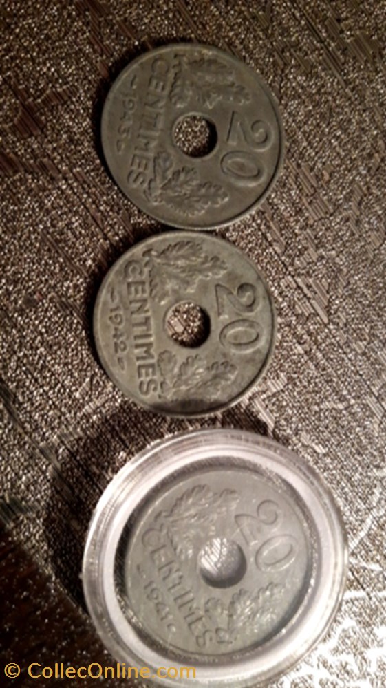 20 centimes 1941,1942,1943 Etat Français monnaie 20 centimes 1941 1942 1943 etat francais