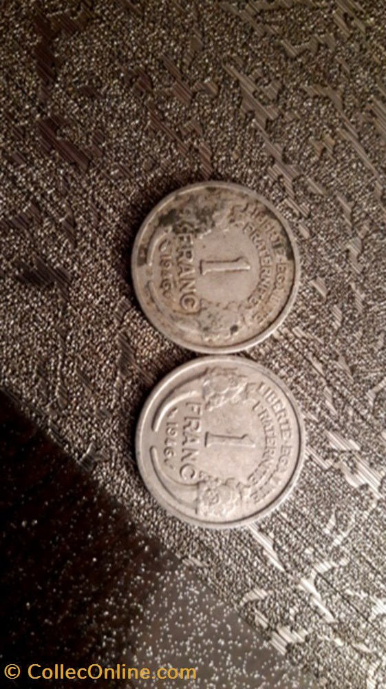 1 franc 1946 et 1946 B alu Morlon monnaie 1 franc 1946 et 1946 b alu morlon