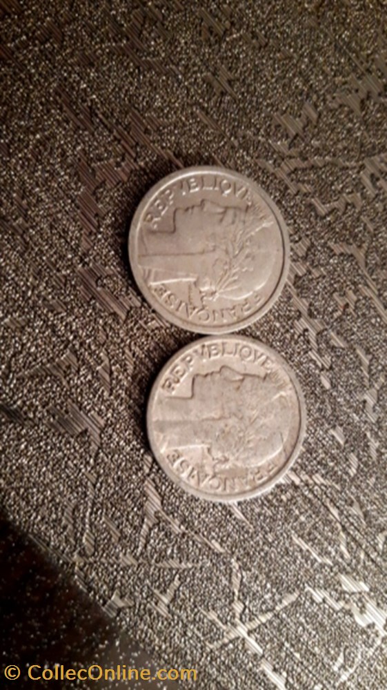 1 franc 1944 et 1944 C alu Morlon monnaie 1 franc 1944 et 1944 c alu morlon