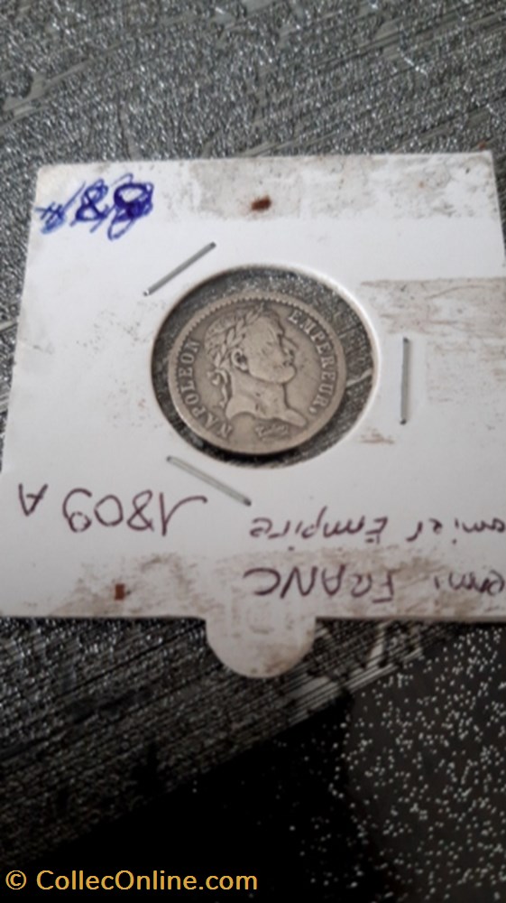 Demi-francs 1809 A napoleon 1er tête laurée,empire français monnaie demi francs 1809 a napoleon 1er tete lauree empire francais