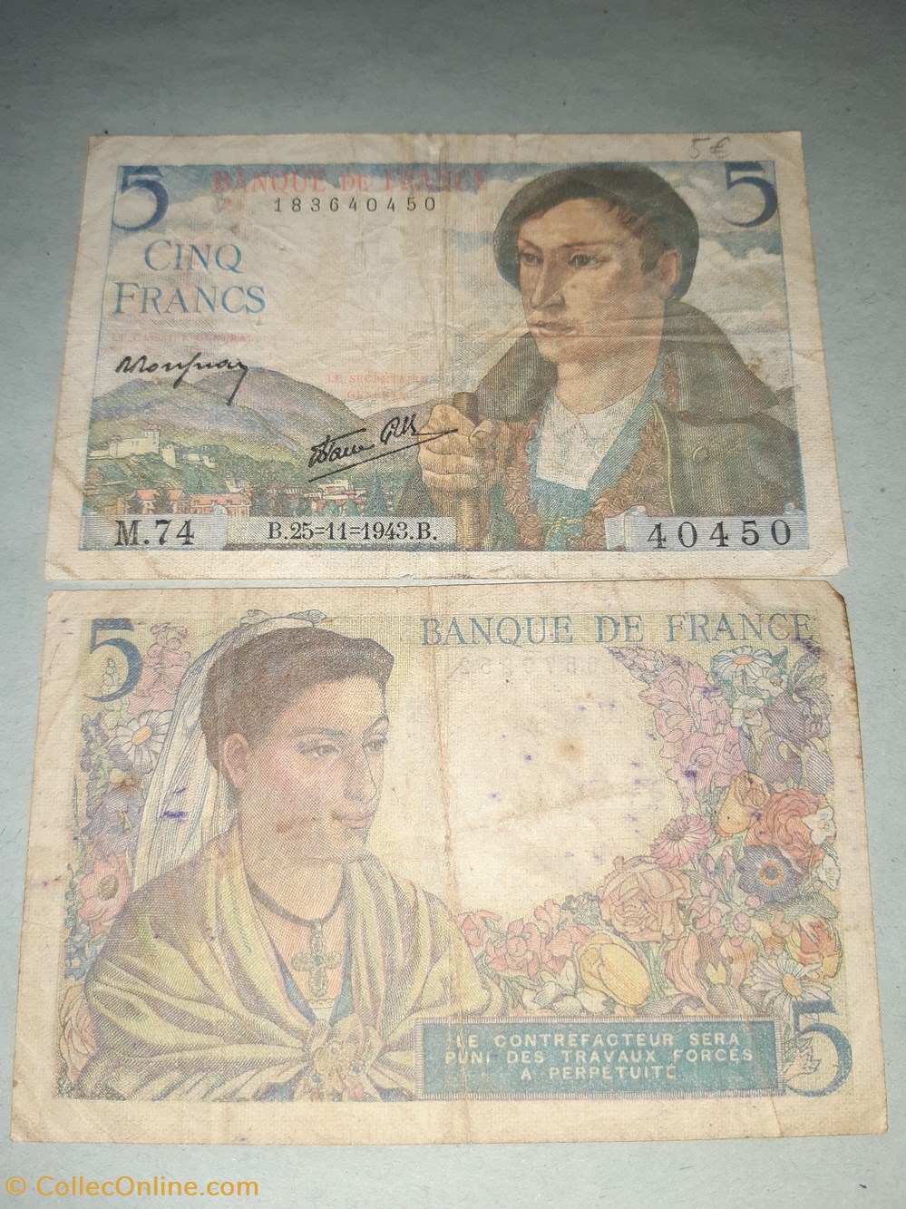 billets 5 francs 1943 1945 berger