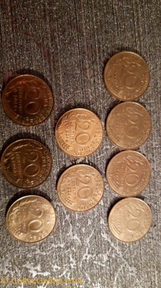 20 centimes 1990 à1997 1994 abeille et 1994 dauphins Marianne monnaie 20 centimes 1990 a1997 1994 abeille et 1994 dauphins marianne