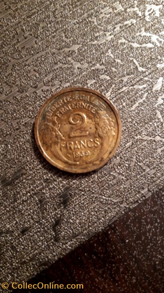 monnaie 2 francs 1939 bronze alu morlon