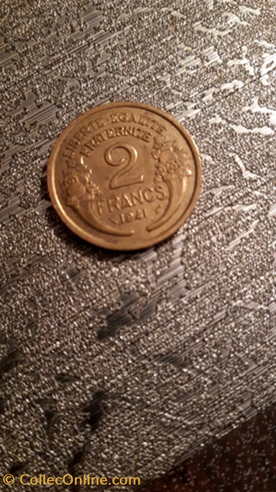 monnaie 2 francs 1941 bronze alu morlon