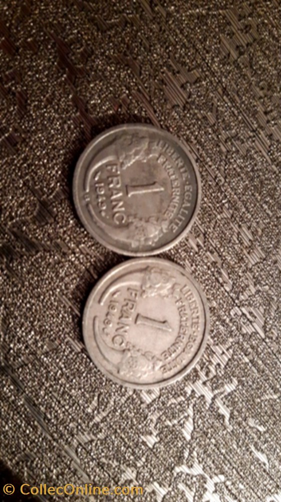 1 franc 1949 et 1949 B alu Morlon monnaie 1 franc 1949 et 1949 b alu morlon