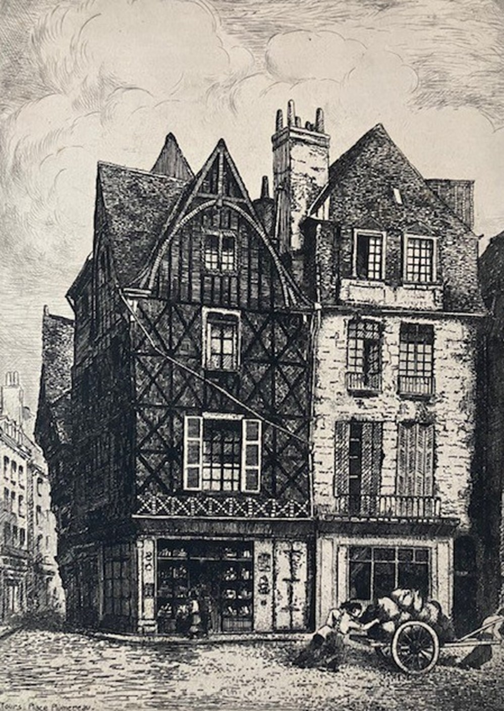 art antiquites estampes gravures gravure forte tours place plumereau gilbert riche 1942