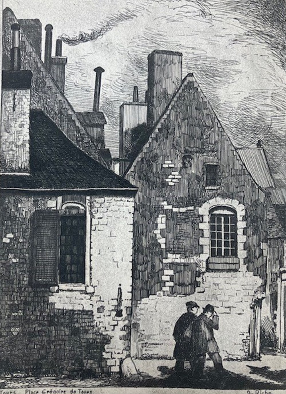 art antiquites estampes gravures gravure eau forte tours place gregoire de tours gilbert riche 1942